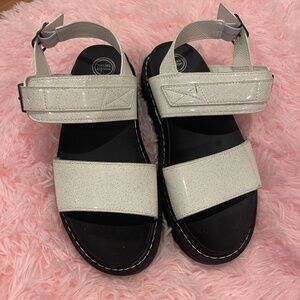 Lightly used white sparkle wedges